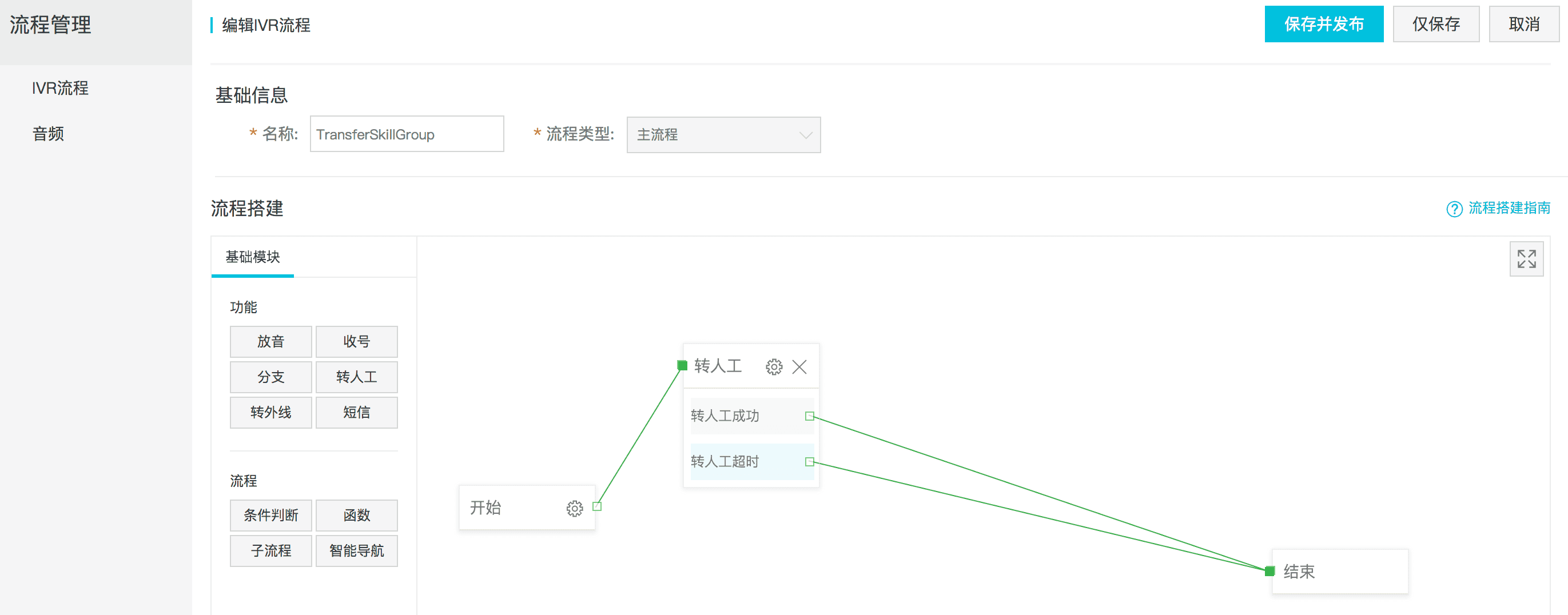 坐席将电话转接给技能组